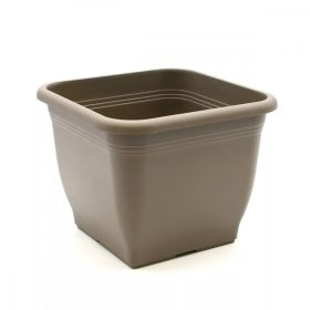 Műanyag sima szögletes virágcserép - Taupe