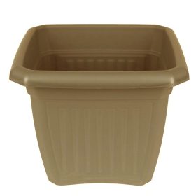 Műanyag bordázott szögletes virágcserép - Taupe