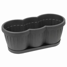 Bordázott műanyag balkonláda - 40 cm - Antracit